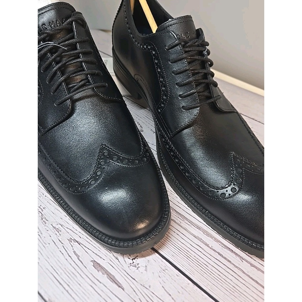 Cole Haan ME Wing Oxford Mens‎ Black Leather Almond Toe Dress Shoes Sz 10.5
